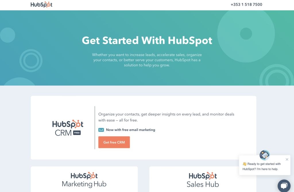 Hubspot homepage. An Saas affiliate program example