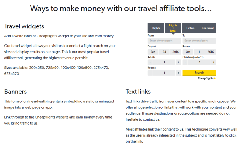 Herramientas de afiliación de Cheapflights