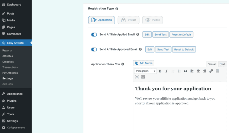 Constructeur facile d'applications pour les affiliés