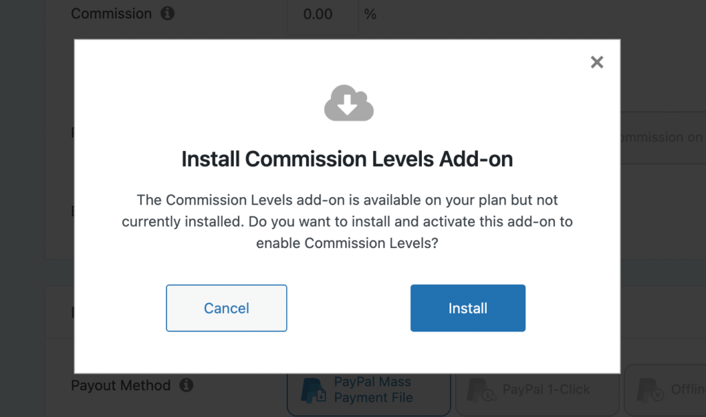 Commission levels add-on
