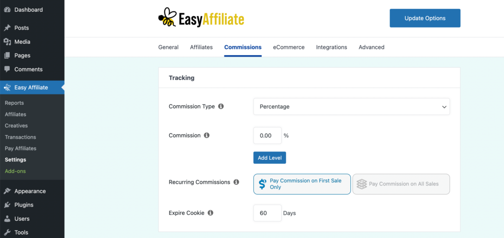 Easy Affiliate commissions