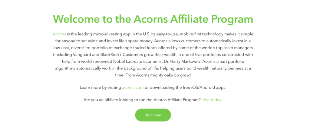 An about page for an affiliate program