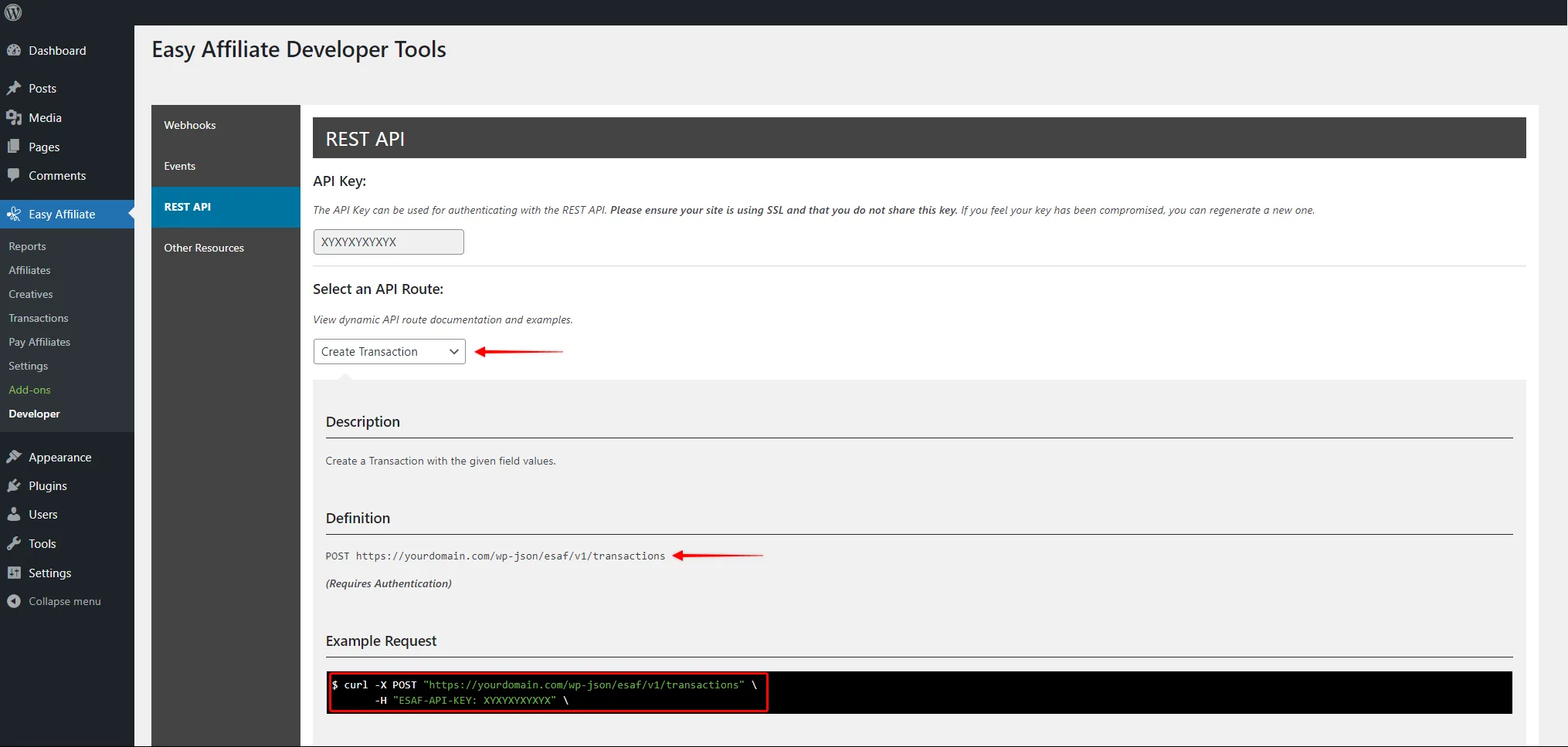 ea-dev-rest-api-url | Easy Affiliate Easy Affiliate Developer Tools - REST API URLs